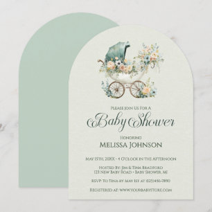 Vintage Trädgård Blommig Bebis Shower Inbjudningar