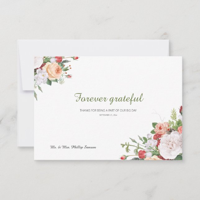 Vintage Trädgård Blommig Tacksamhetskort Inbjudningar (Framsida)