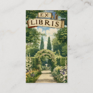 Vintage Trädgård Ex Libris Bokmärke Affärskort Visitkort