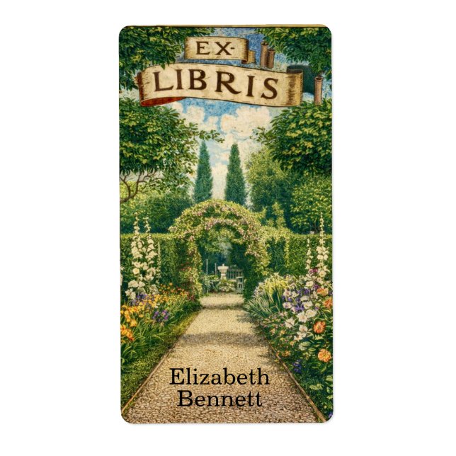 Vintage Trädgård Ex Libris Bokmärke  Fraktsedel (Framsidan)