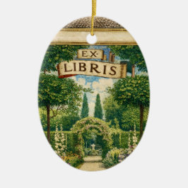 Vintage Trädgård Ex Libris Bokmärke  Julgransprydnad Keramik