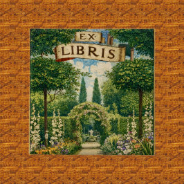 Vintage trädgård Ex Libris bokmärke  Knapp
