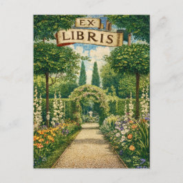 Vintage trädgård Ex Libris bokmärke  Vykort