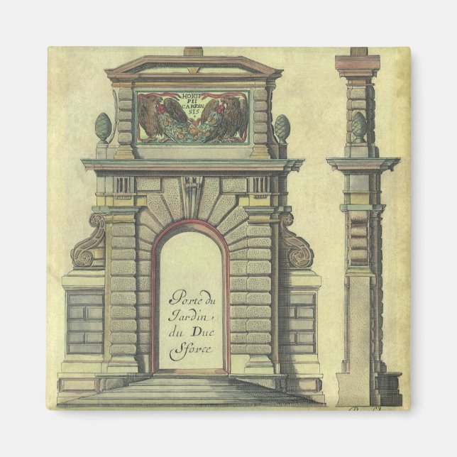 Vintage trädgård grindvalv, renässansarkitektur magnet (Framsidan)