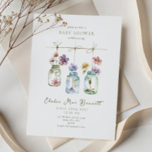 Vintage trädgård vildblomma glasburk baby shower