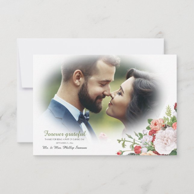 Vintage trädgårdsblomma Foto tackkort Inbjudningar (Framsida)