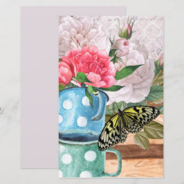Vintage trädgårdsdecoupage i akvarell scrapbookpap