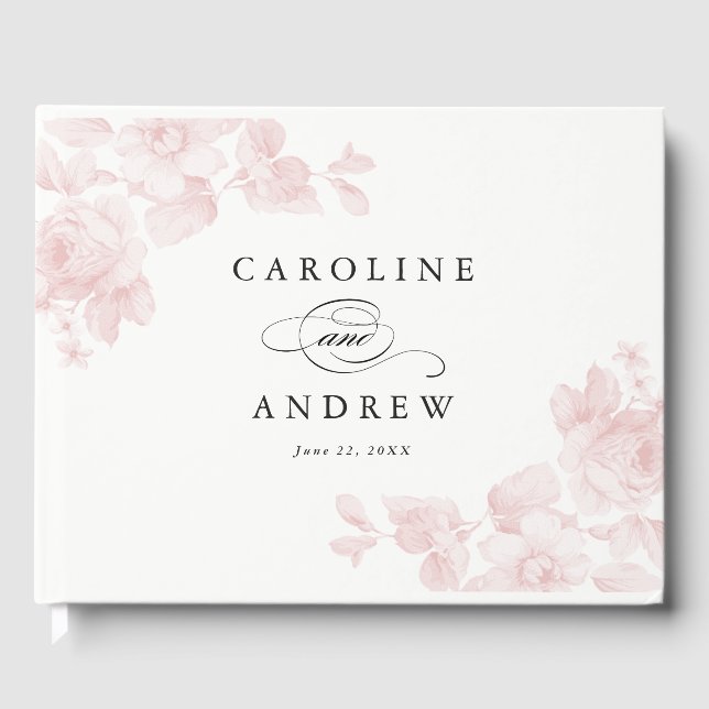 Vintage trädgårdsros bröllopsgästbok gästböcker (Framsida)