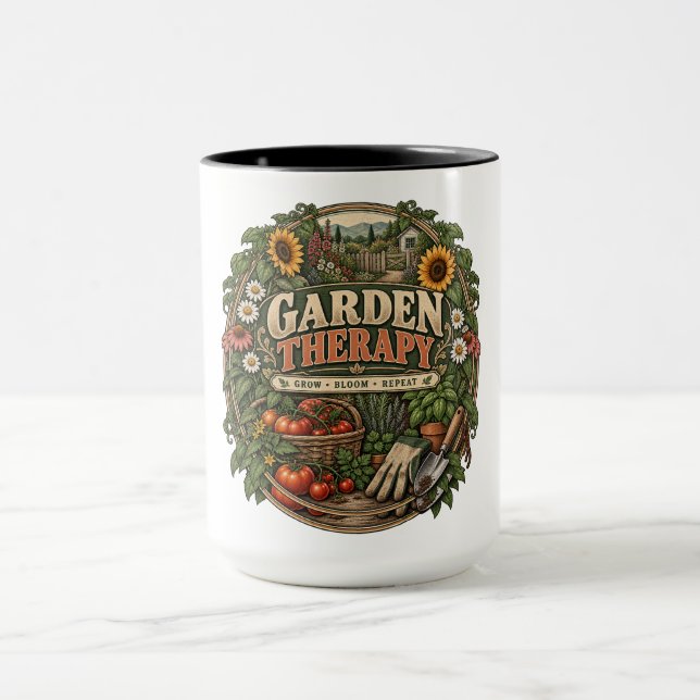 Vintage trädgårdsstuga mugg (Center)