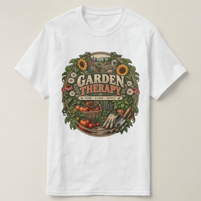 Vintage trädgårdsstuga t shirt (Design framsida)