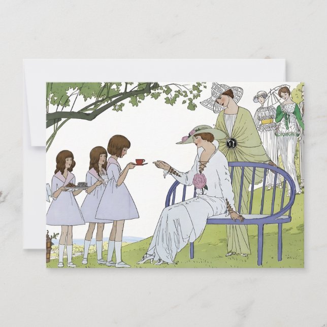 Vintage Trädgårdste-partaj Anteckningskort (Framsida)