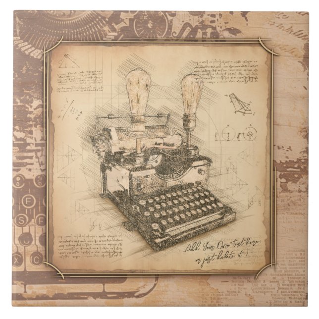 Vintage Traditionell Art. författare/skrivprogram Kakelplatta (Framsidan)