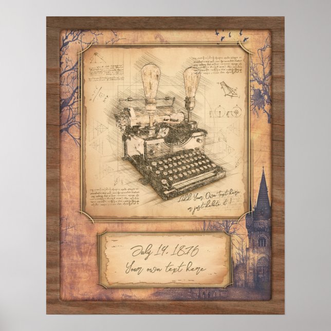 Vintage Traditionell Art. författare/skrivprogram Poster (Framsidan)