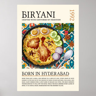 Vintage traditionell hyderabadi biryani-konst poster