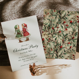 Vintage Traditionell jul Party Inbjudningar