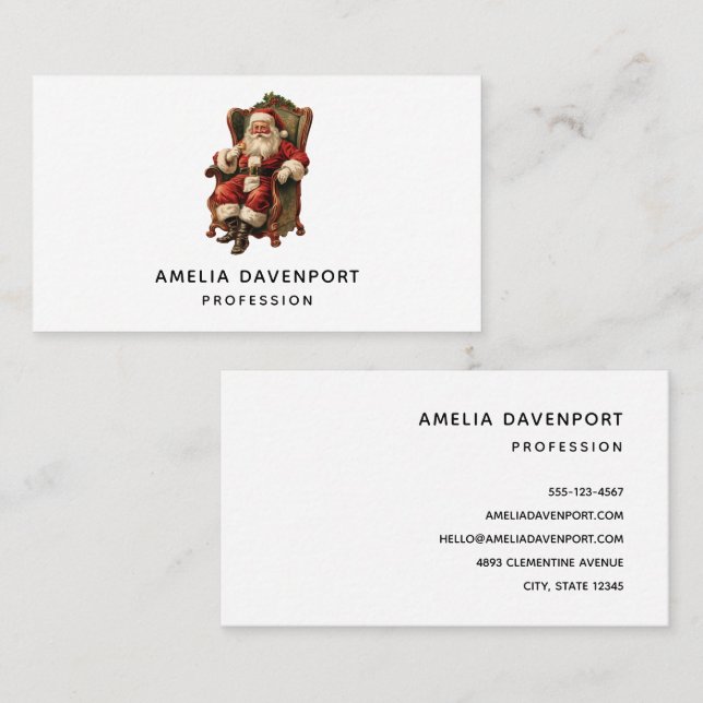 Vintage - traditionell jul visitkort (Fram/baksida)