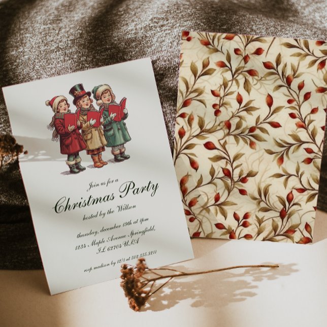 Vintage Traditionell Jultomten-jul Party Inbjudningar (Skapare uppladdad)