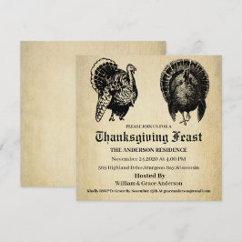 Vintage Traditionell Thanksgiving i Turkiet Inbjudningar
