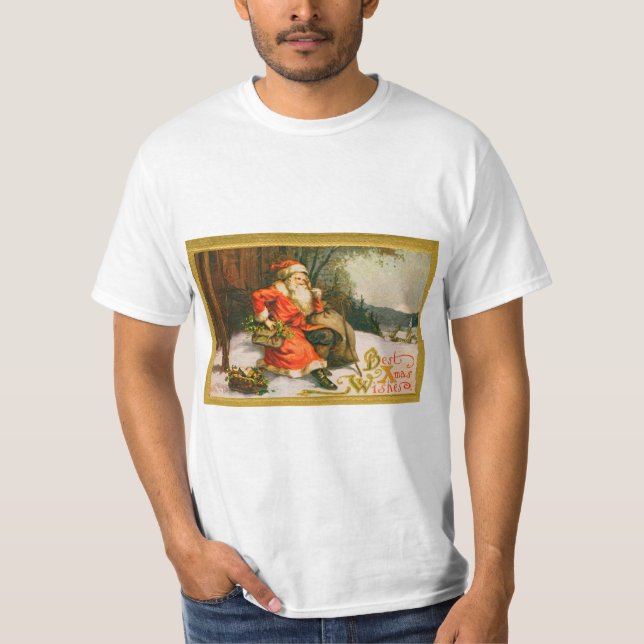 vintage traditionellt julkort t shirt (Framsida)