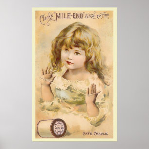 Vintage Trådreklam för bomull för flickor Poster