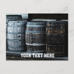 Vintage Träfat med CustomText Vykort
