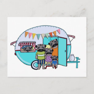 Vintage Trailer Pugs Vykort