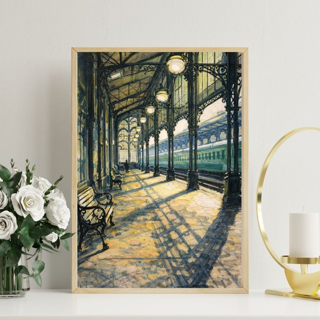 vintage train station art classic railway station poster (Skapare uppladdad)