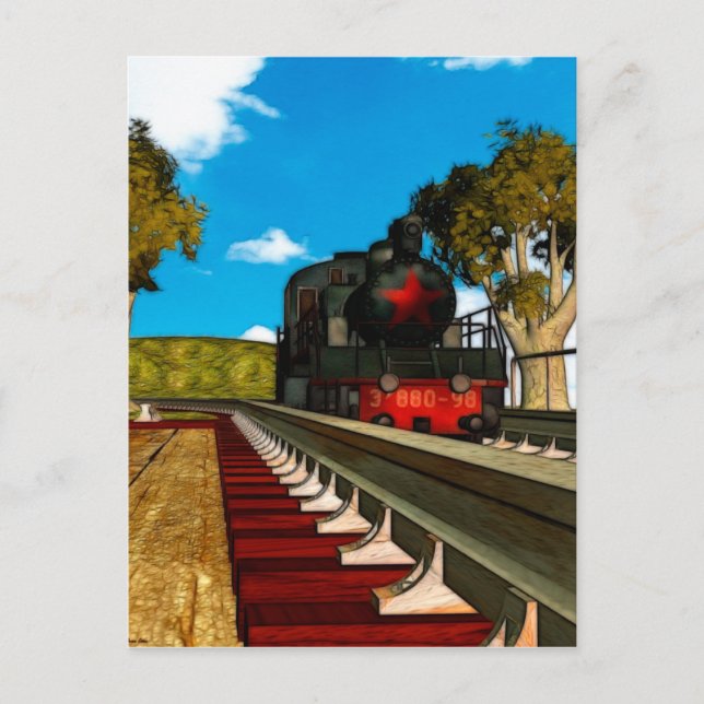 Vintage Trains Illustrated Series Vykort (Framsida)