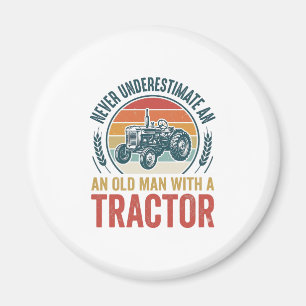 Vintage Traktor Gammal Man Klistermärke T-Shirt De Magnet