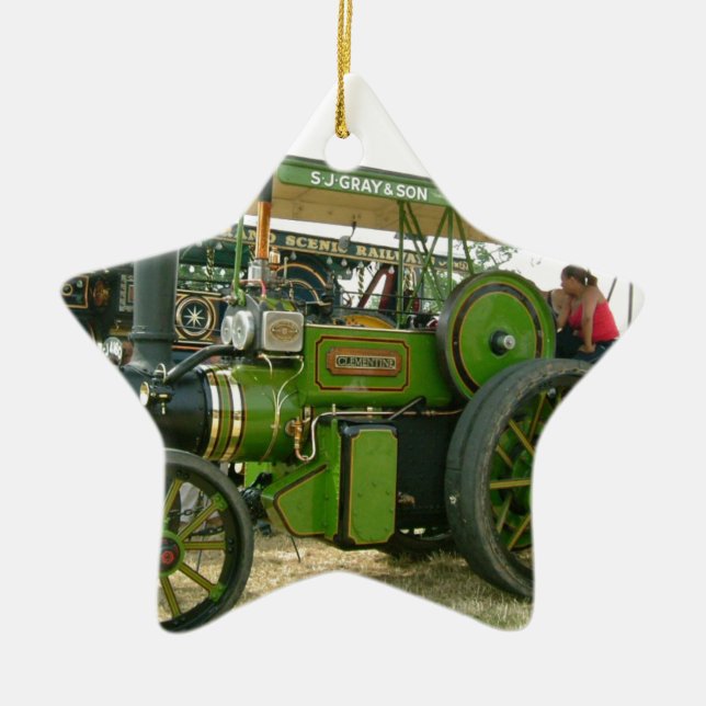 vintage-traktor julgransprydnad keramik (Framsidan)