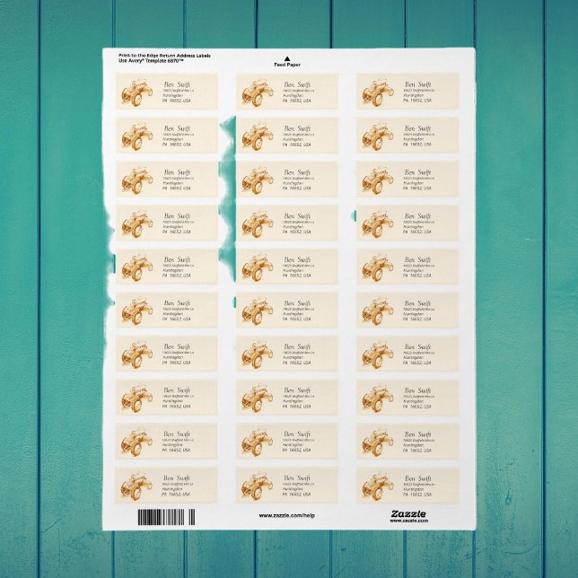 Vintage traktor - personlig returadress etikett (Skapare uppladdad)