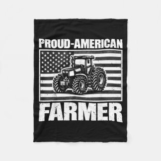 Vintage Traktor USA Flagga Stolt Amerikansk Jordbr Fleecefilt