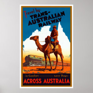 Vintage Trans-Australian Railway Travel Poster