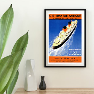 Vintage Transatlantic Cruise Frakt Poster