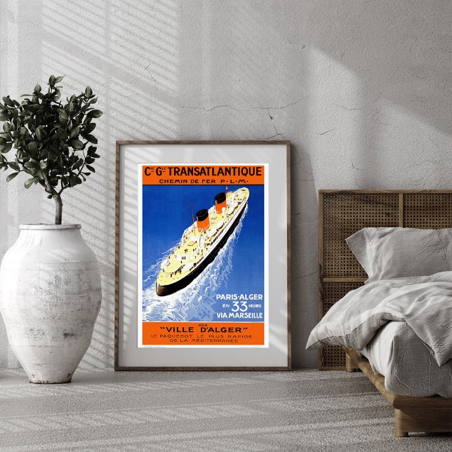 Vintage Transatlantic Cruise Frakt Poster (Skapare uppladdad)