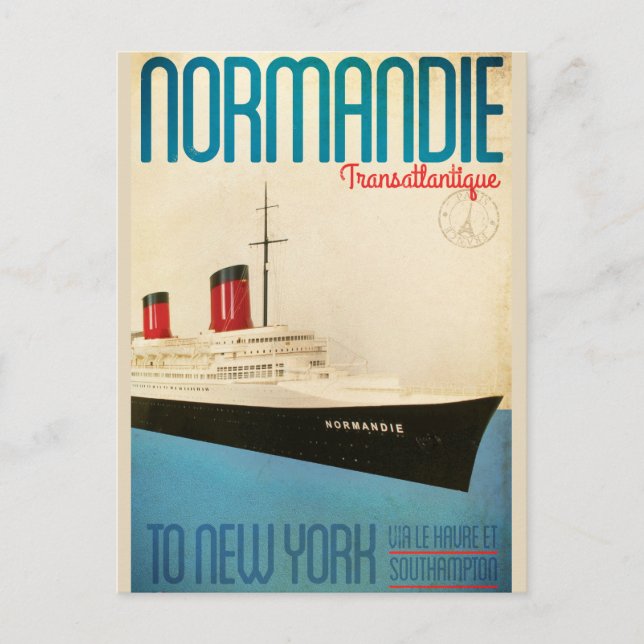 Vintage Transatlantique Travel Postcard Vykort (Framsida)