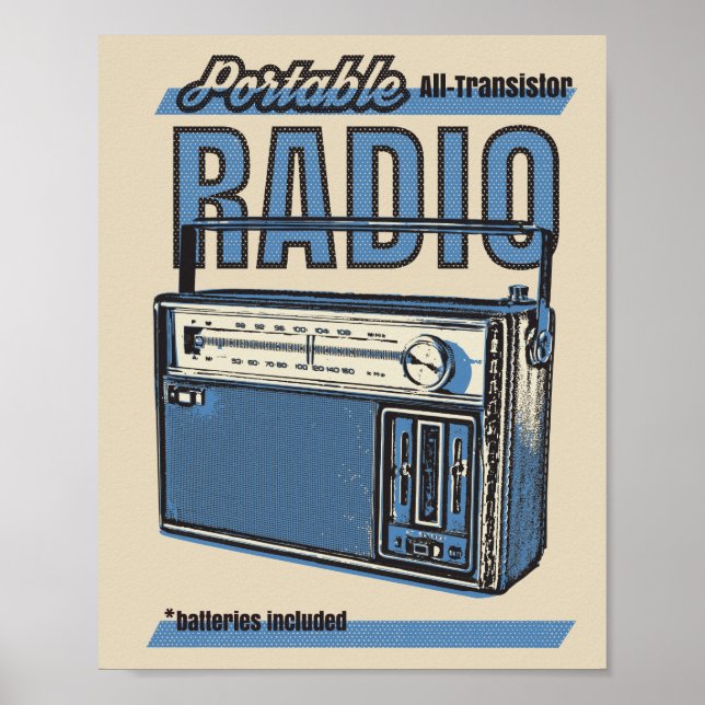 📻 Vintage Transistor Radio Poster (Framsidan)