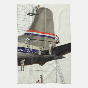 Vintage transport, flygplansunderhåll kökshandduk