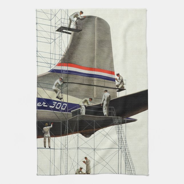 Vintage Transport, flygplansunderhåll Kökshandduk (Vertikal)
