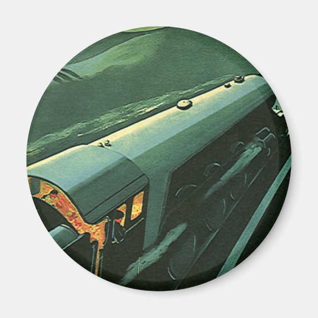 Vintage transport, grön snabb tåg magnet (Framsidan)