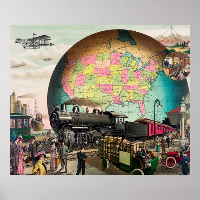 Vintage Transport Illustration Poster (Framsidan)