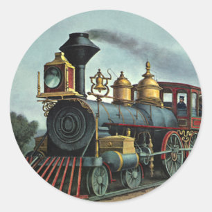 Vintage transport, koletrainlokomotiv runt klistermärke