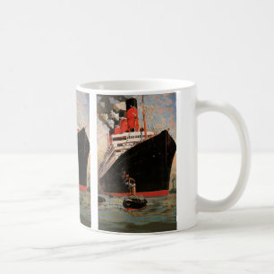 Vintage transport, kryssningsfartyg hamnbogserbåt kaffemugg