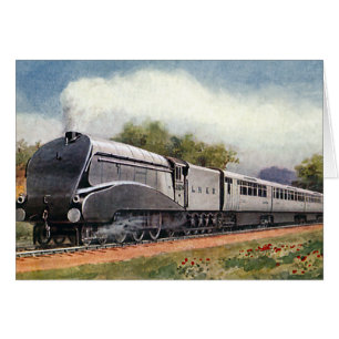 Vintage transport, modern silverfärgad bullet-tåg OBS kort