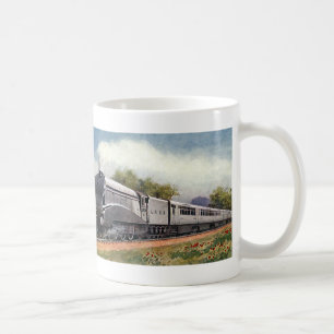 Vintage transport, modern silverfärgad bulletståg kaffemugg