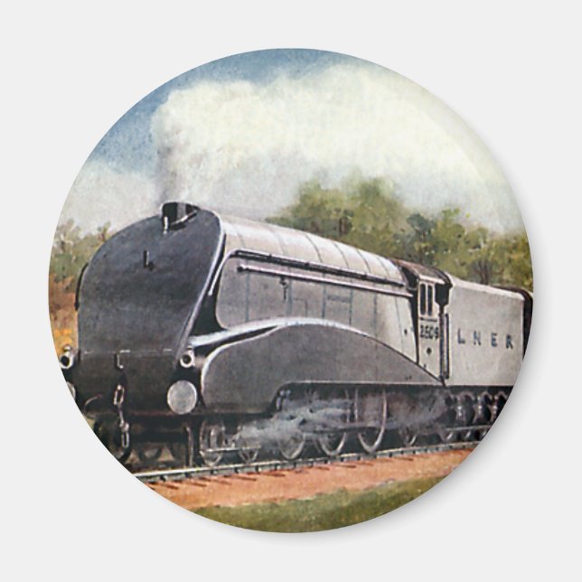 Vintage transport, modern silverfärgad höghastighe magnet (Framsidan)