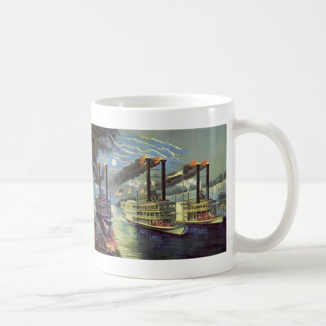 Vintage Transport och Travel Fraktass styrbåtar Kaffemugg (Höger)