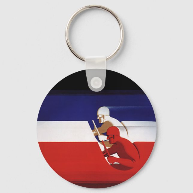 Vintage Transport, Patriotic Racers Tävling Cars Nyckelring (Framsida)