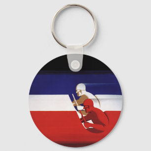 Vintage transport, patriotiska racerförare tävling nyckelring