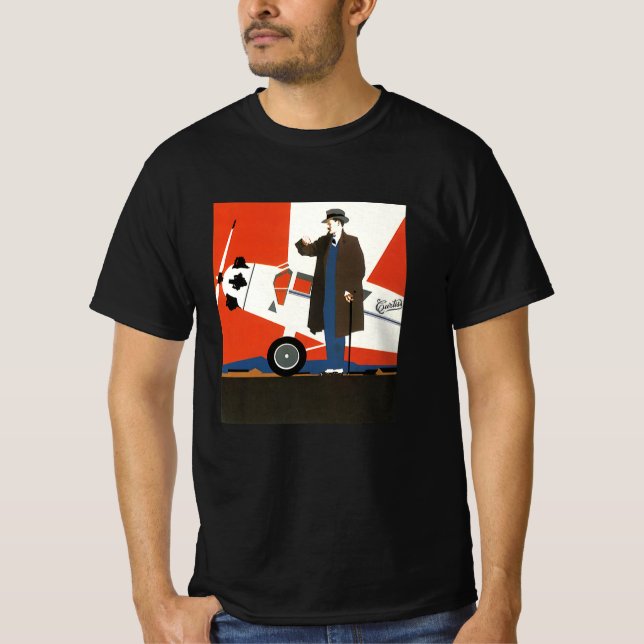 Vintage transport, propellerflygplan och pilot t shirt (Framsida)